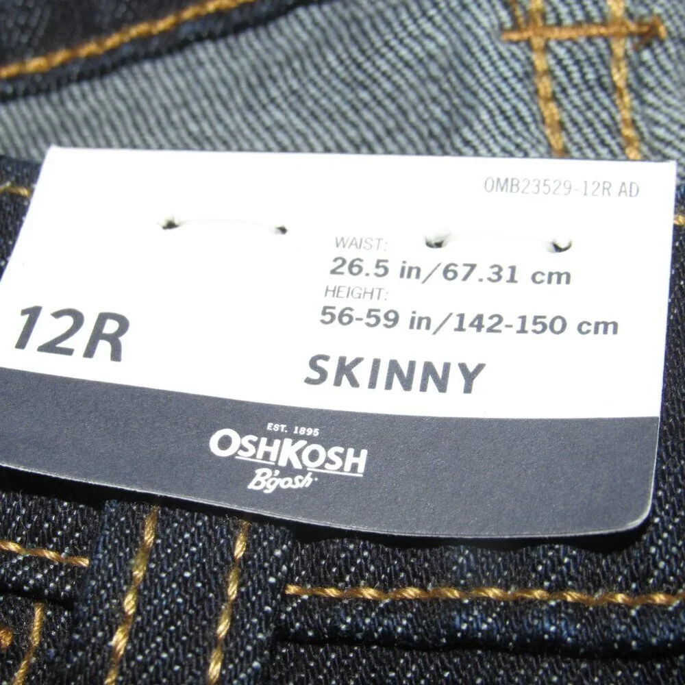 NWT OSHKOSH B’GOSH Kid’s Dark Wash Skinny Jeans Size 12R